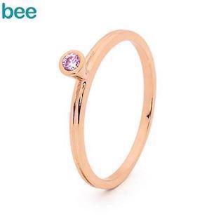 Pink gold plated ring in 9 ct. with pink zirconia
